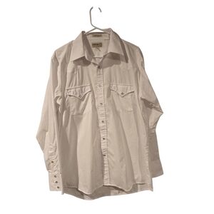 Men's Sheplers Western Cowboy White Casual Snap Shirt Sz 16 34